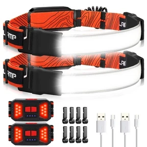 Adelante LED Headlamp Flashlight 1000LM 230°Wide-Beam USB Rechargeable Head L... - Picture 1 of 7