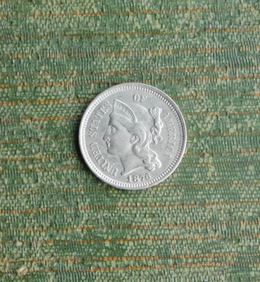 1876 THREE 3 CENT NICKEL in XF CONDITION "Liberty" clear, Pillar lines are clean - Image 1 of 4