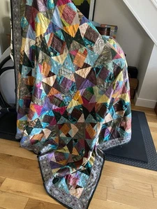 1960’s Vintage Indian Patchwork Quilt Mixed Fabrics Inc Silk Exquisite - Picture 1 of 10
