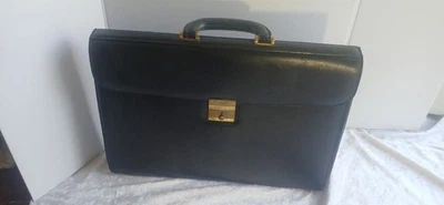 Vintage Gucci 1960s-1970s Black Leather Briefcase with Suede Lining - Image 1 of 4