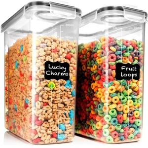 Paquete de 2 contenedores de cereales herméticos extra grandes para almacenamiento de alimentos (6,3 L / 213 OZ) para... - Imagen 1 de 9