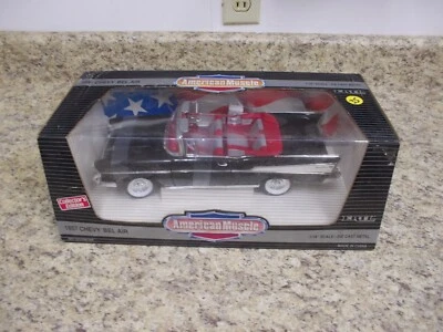 1957 Chevrolet Chevy Bel Air Convertible Black Car 1/18 American Muscle NIB Box - Image 1 of 4