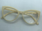Betsey Johnson +2.00 Reading Glasses Oversize Cat Eye Ivory/Nude Readers