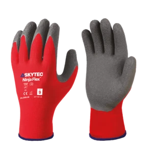 Skytec Ninja Flex Work Gloves Latex Palm Grip Hand Protection Nylon Red / Black - Picture 1 of 3