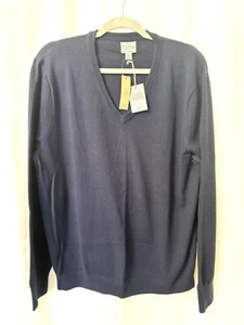 J Crew Sweater XL Mens Luxury Merino Wool V-Neck NWT Navy Blue Size XL - Picture 1 of 3
