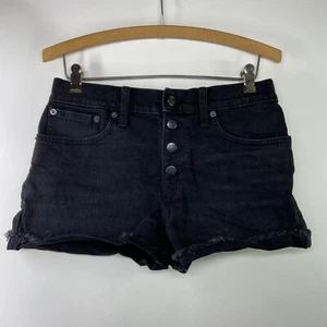 J. Pantalón corto vaquero negro lavado a mosca Crew Factory talla 26 con botones delanteros AW457 L2 - Imagen 1 de 5