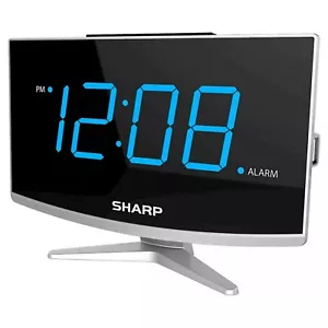 Sharp Jumbo LED curved display Alarm Clock Black With USB Port (With Scratching) - Picture 1 of 5