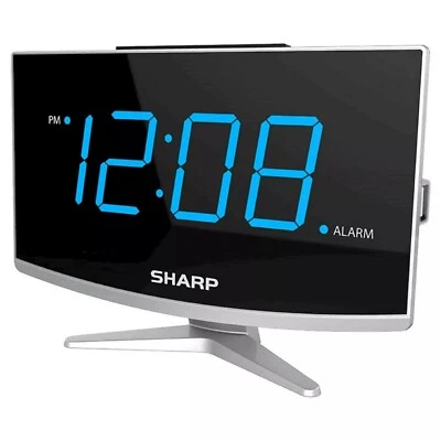 Sharp Jumbo LED curved display Alarm Clock Black With USB Port (With Scratching) - Image 1 of 4