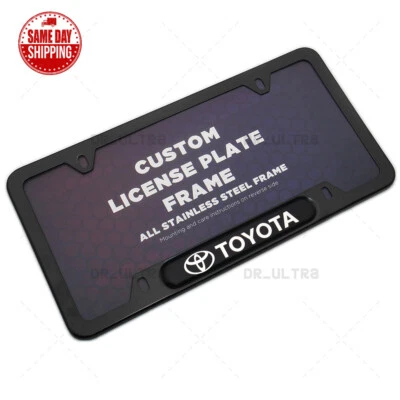 For Toyota Front Rear License Frame Plate Cover Stainless Steel Black TRD Sport - Image 1 of 4