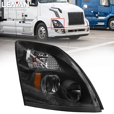 For Volvo VNL 2004-2017 Passenger Side Headlight LED High/Low Beam Black Housing Foto 1 de 4