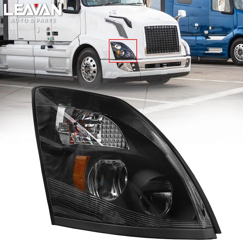 For Volvo VNL 2004-2017 Passenger Side Headlight LED High/Low Beam Black Housing Foto 1 de 4