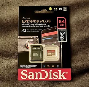 SanDisk Extreme Plus 64GB Micro SD Card Class 10, V30, A1, UHS-I SDHC - Picture 1 of 2