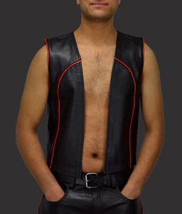 LEDER WESTE,BIKER LEDERWESTE,CLUB WESTE,VESTE CUIR,WAISTCOAT,Lederjacke GR.XL - Bild 1 von 5