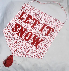Sass & Belle Let it Snow White Red Message Flag Hanging Decoration Home Decor - Picture 1 of 4