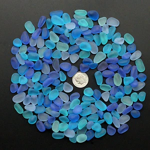 sea beach glass mixed color lot bulk wholesale blue aqua cobalt jewelry use - Picture 1 of 1