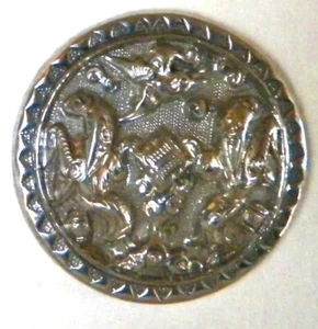 Bb Chinese Scholars OLD Marked SILVER BUTTON  Medium - Picture 1 of 2