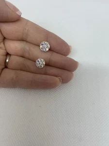 Sterling Silver & Rainbow Crystal Cluster Stud Earrings 9mm TJC 925 - Picture 1 of 15