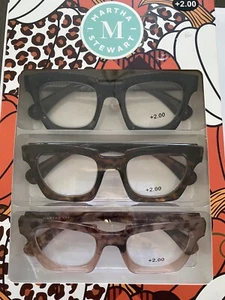 Paquete de 3 gafas para lectores MARTHA STEWART GRUESAS NEGRAS, TORTUGAS, ANIMALES +2,00 NUEVAS EN CAJA - Imagen 1 de 6