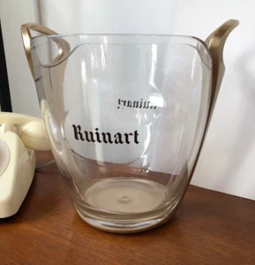Ruinart Champagne vintage ice bucket cooler clear Perspex with gold handles - Picture 1 of 13