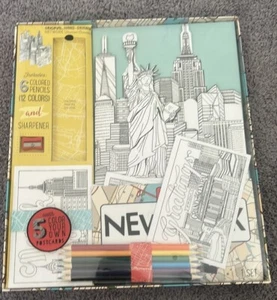 Imagine New York a FOLD-OUT Coloring Keepsake- Adult Coloring NEW IN BOX - Bild 1 von 2