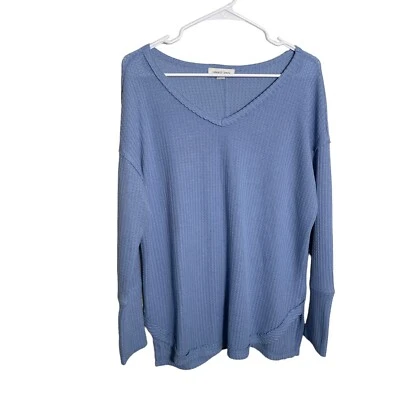 Blusa vintage America para mujer manga media larga térmica cuello en V camisa lisa Foto 1 de 4