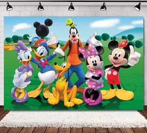 Disney Minnie Mickey Party Supplies Backdrop Banner Vinyl 5x3ft Birthday Gift - Picture 1 of 3