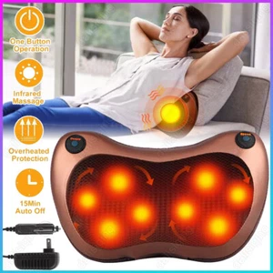 Shiatsu Shoulder Neck and Back Massager Pillow with Heat Deep Kneading Cushion - Picture 1 of 13
