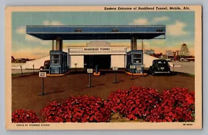 Postal de lino Mobile Alabama AL Bankhead Tunnel Curt Teich 1941 - Imagen 1 de 2