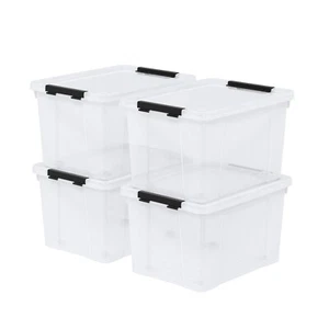 22 Quart Clear Latching Box with Wheels, Plastic Storage Bins with Lids, 4 Pack - Picture 1 of 7