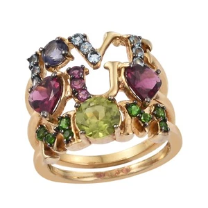 Russian Diaopside, Iolite, Rhodolite Garnet, Peridot, And Swiss Blue Topaz De... - Picture 1 of 3