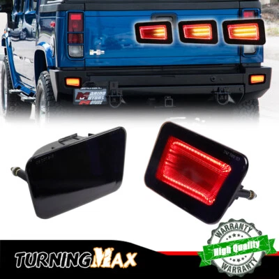 Smoked Lens LED Rear Fog Lights Bumper Reflector Tail Lights For 05-09 Hummer H2 - Image 1 of 4