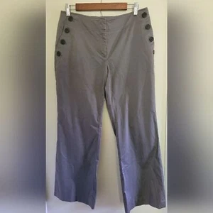 Loft Gray Office Siren Mid Rise Nautical Wide Leg Career Workwear Trousers 10P - Picture 1 of 8
