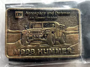 AM General M998 Hummer Solid Brass Vintage Belt Buckle - New LTV Aerospace - Picture 1 of 8