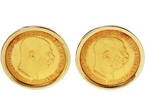Manschettenknöpfe 14 Karat 585 Gelbgold Goldmünzen 10 Kronen 900 Gold 12,81 g - Bild 1 von 4