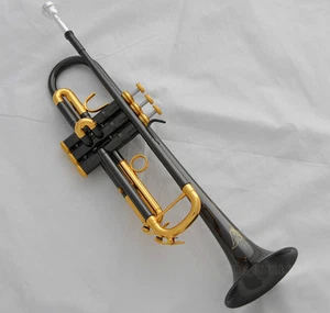 Black Nickel Gold Plated Trumpet Bb Key Engraving Bell Horn New With Case - Picture 1 of 9