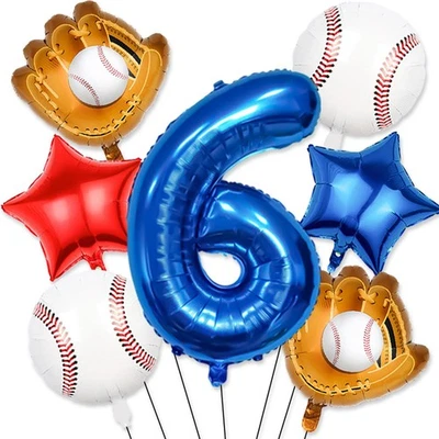 Tagberoy Baseball Balloons 6th Birthday Decorations for Boys, 9pcs Blue, Red,... - Image 1 of 4