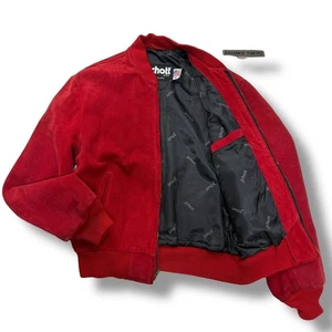 Vintage Schott USA Suede Leather Bomber Jacket Men’s Size 40 Red Made in USA - Picture 1 of 4