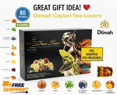 DILMAH Smart Gift Box Premium Sri Lanka Tea Lovers | 8 Tea Flavors & 80 Tea Bags - Image 1 of 3