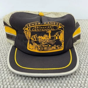 Cappello camionista vintage Zenda Kansa berretto snapback 3 strisce made in USA fattoria anni 80 1987 - Foto 1 di 8