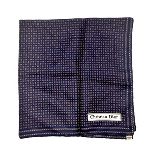 Vintage Christian Dior quadratischer Seidentuch Bandana Einstecktuch handgerollt 18 Zoll blau - Bild 1 von 4
