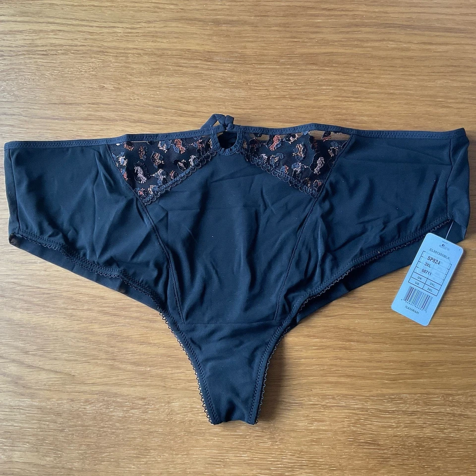 Elomi Namrah Brazilian Brief Black Size 3XL 20 High Waist Stretch Knickers Trans - Image 1 of 4