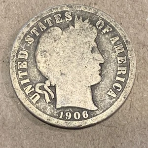 1906 Silver Barber Silver Dime 10c Type Coin - Picture 1 of 2