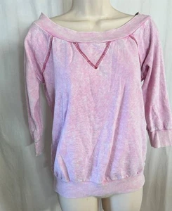 Size S Anissa's Threads Scoop Neck Sweatshirt Top Mottled Pink Cotton - Picture 1 of 5