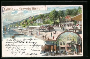 Lithographie Hamburg-Oevelgönne, Fährhaus Madsen 1907 - Picture 1 of 2