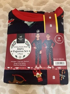 Member's Mark Pajama Set Unisex Kid's Size 8 Navy 2-Piece Family Christmas - Picture 1 of 3