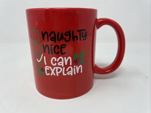 Taza de café de cerámica Red Naughty/Nice/I Can Explain Christmas Holiday 12 oz - Imagen 1 de 6
