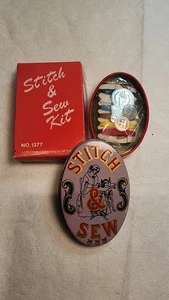 Vintage 1983 Pocket Sewing Kit, Stitch and sew, in cute little tin, original box - Picture 1 of 7