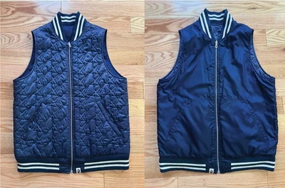RARE OG Vintage BAPE Reversible Quilted Vest Navy Large Nigo Made in Japan L - Image 1 of 4