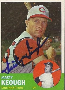 MARTY KEOUGH CINCINATTI REDS 1963 SIGNED AUTOGRAPH CARD W/COA - Picture 1 of 1