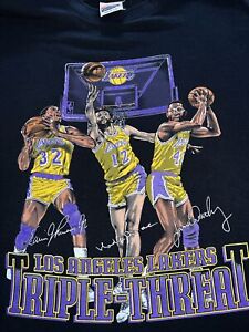 Vintage LA Lakers Triple-Threat T Shirt Men’s Size XL Nutmeg Magic Johnson NBA